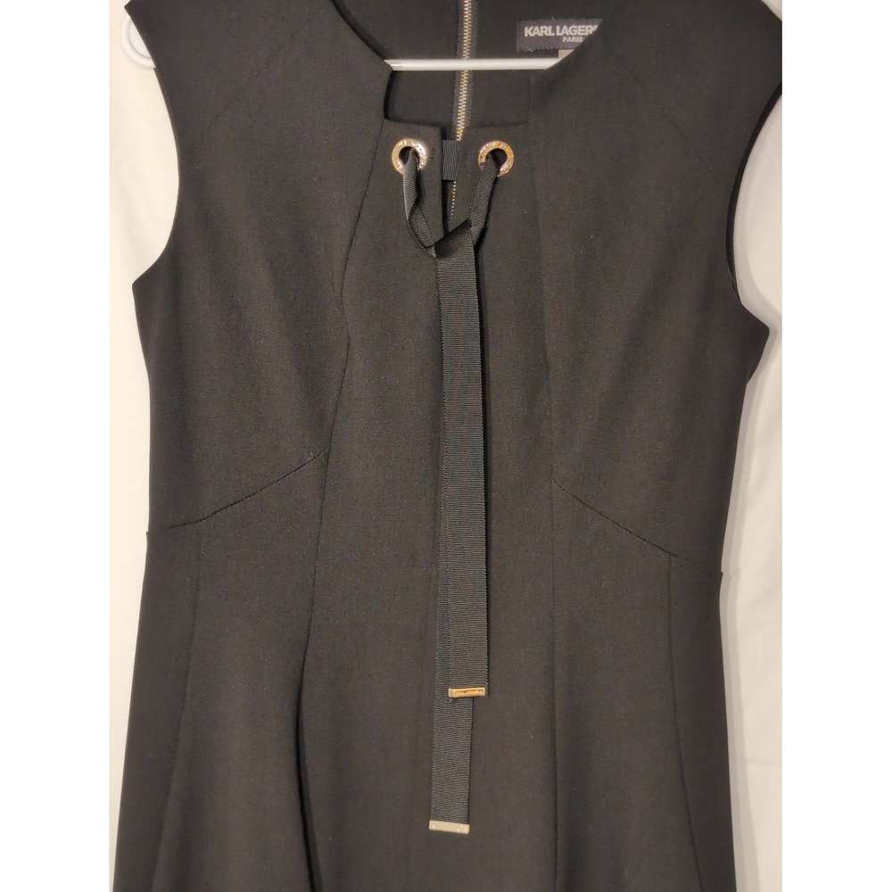 Karl Lagerfeld Paris Black dress, semi-formal Fit and Flare Dress 6 LD6C1682 - Picture 4 of 10